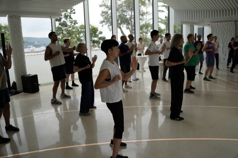 September Camp, Mindful Wing Chun. Shwing the class training together. All in same pose looking forward