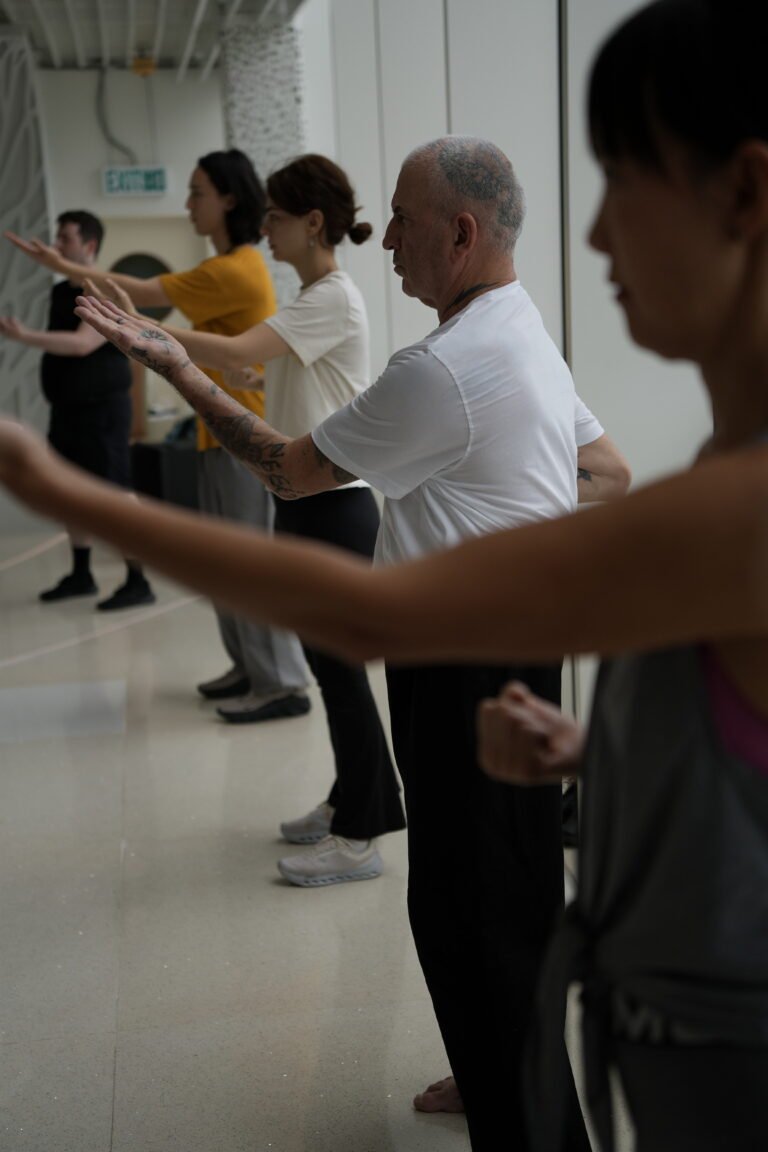 September Camp, Mindful Wing Chun. Showing a line of students training